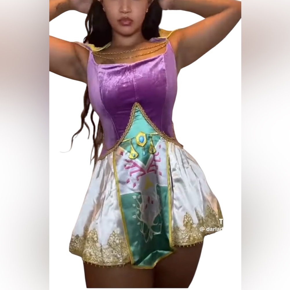 Dolls Kill Virtual Princess Zelda Nintendo Costume gloves ears necklace XS